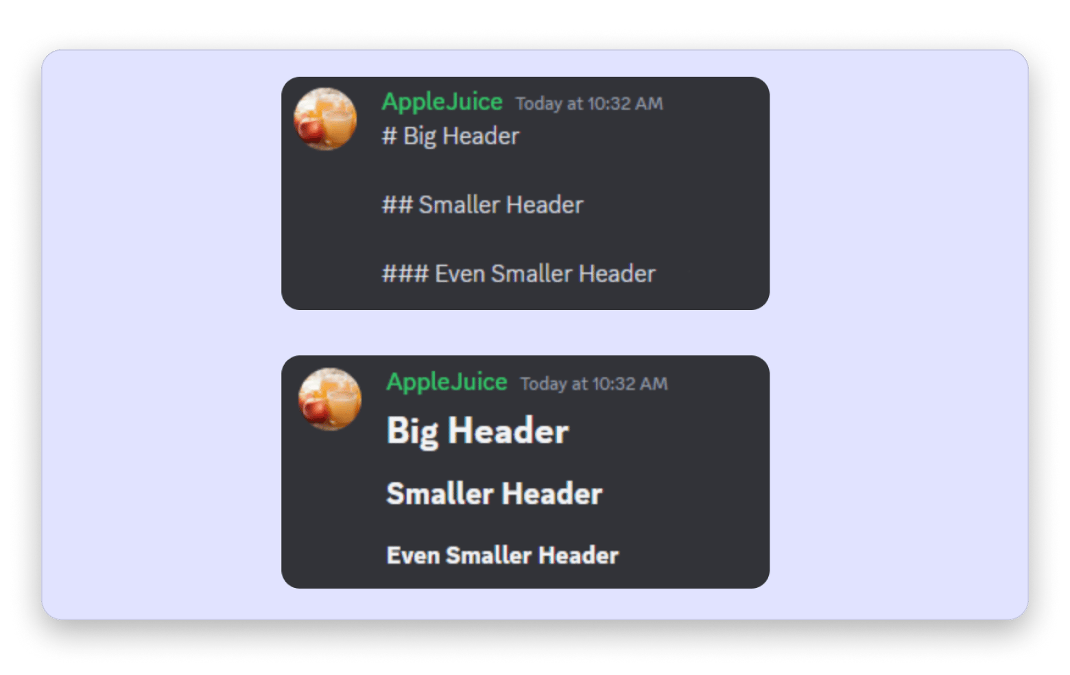 Discord markdown headings