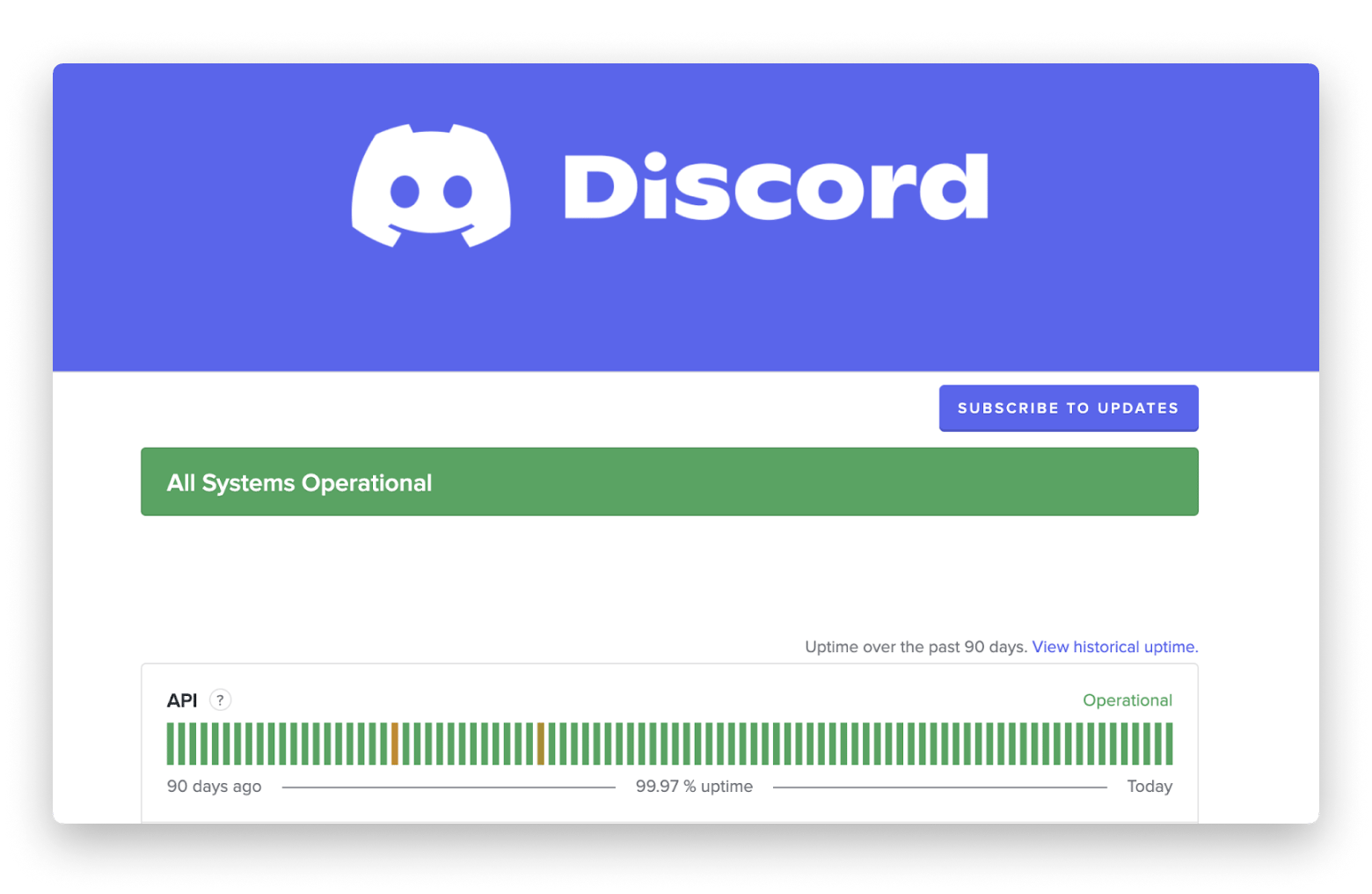 Discord status page