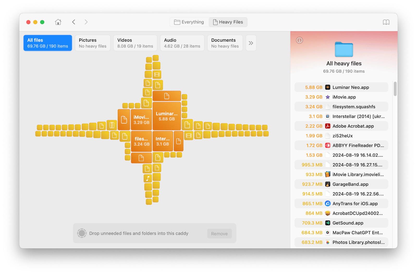 view all heavy files using Disk Drill