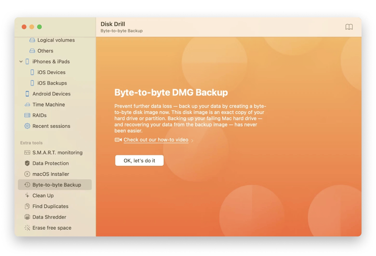 Byte-to-byte DMG Backup