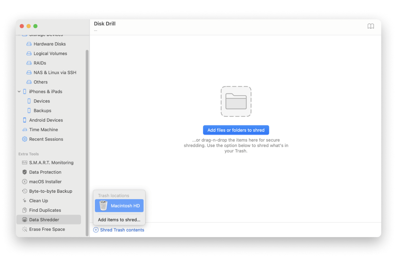 Shred Trash contents in Disk Drill