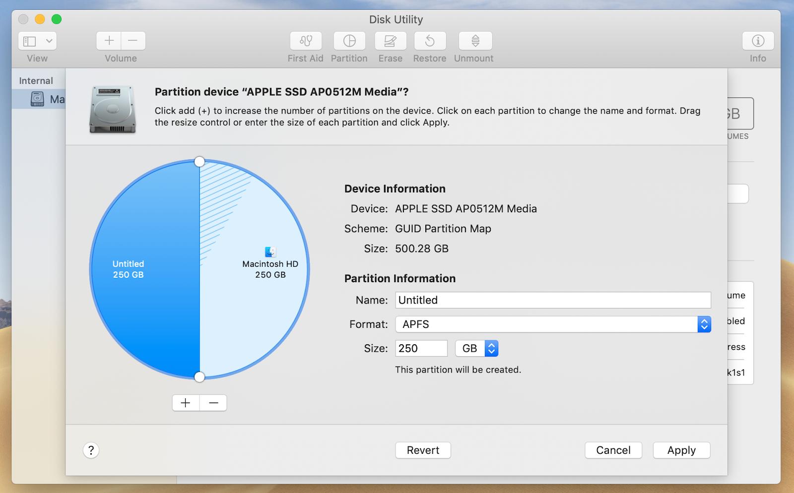 Disk Utility: Partition information