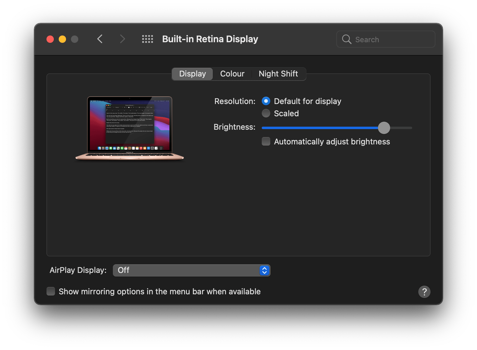 display settings mac