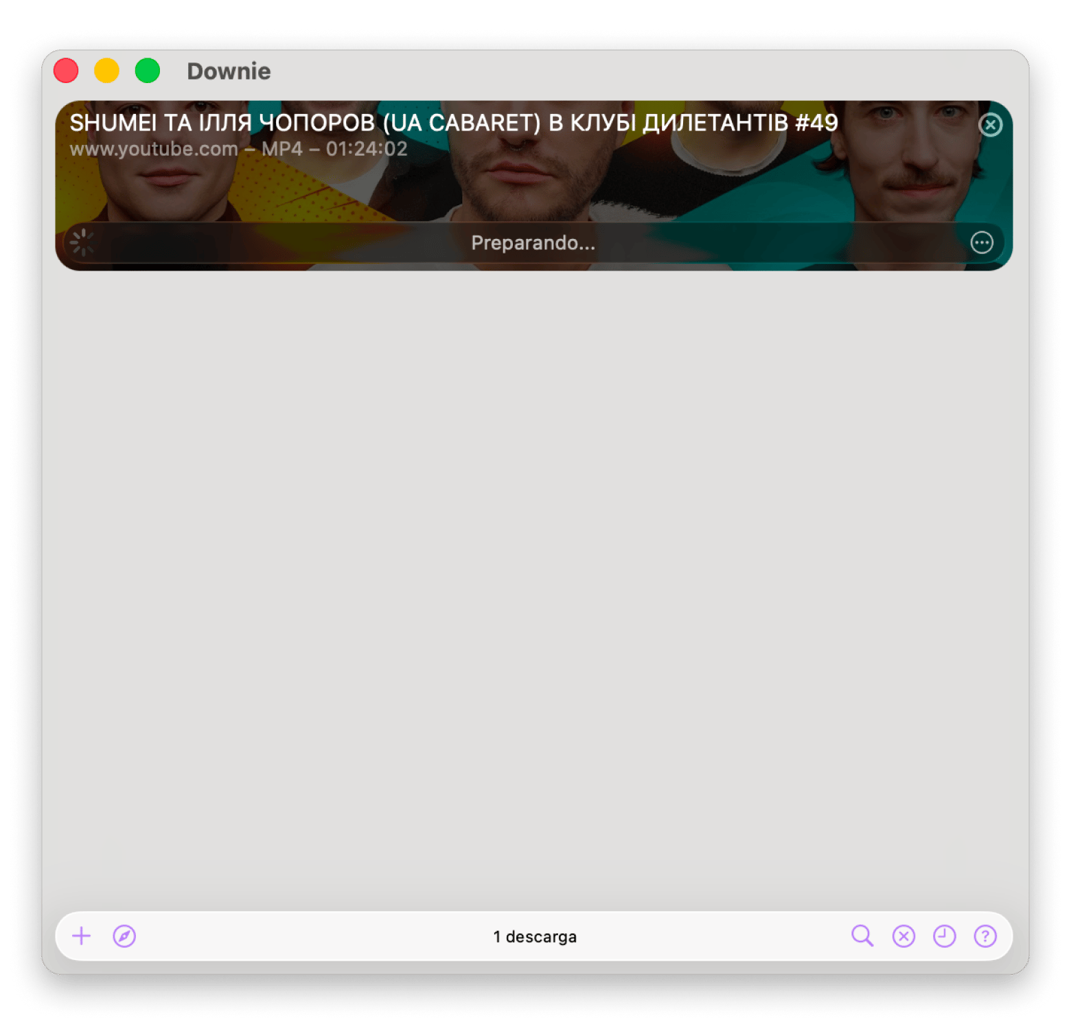 Interfaz de Downie, gestor de descargas de vídeo disponible en Setapp