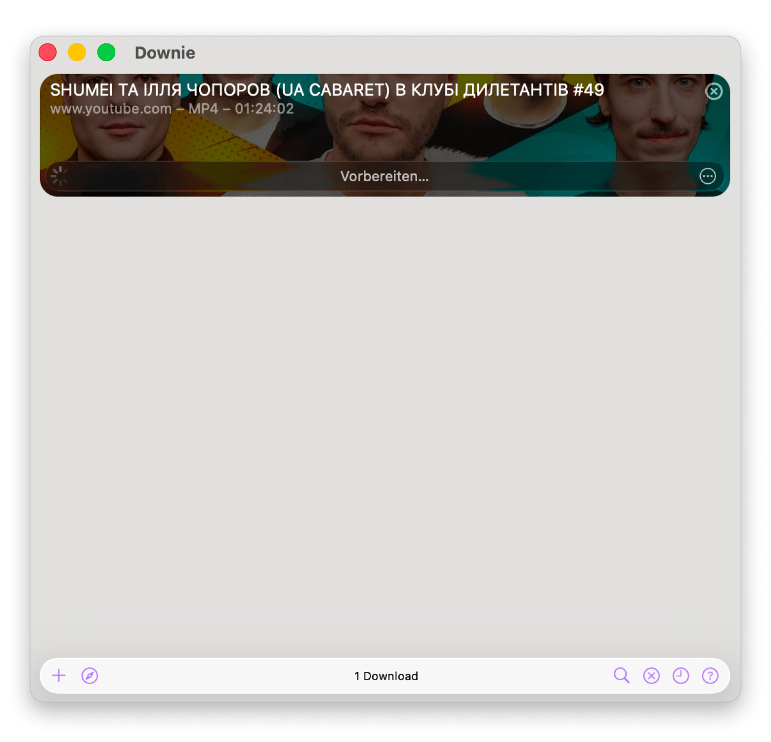 Das Download-Interface von Downie, einem Video-Downloader, der auf Setapp verfügbar ist