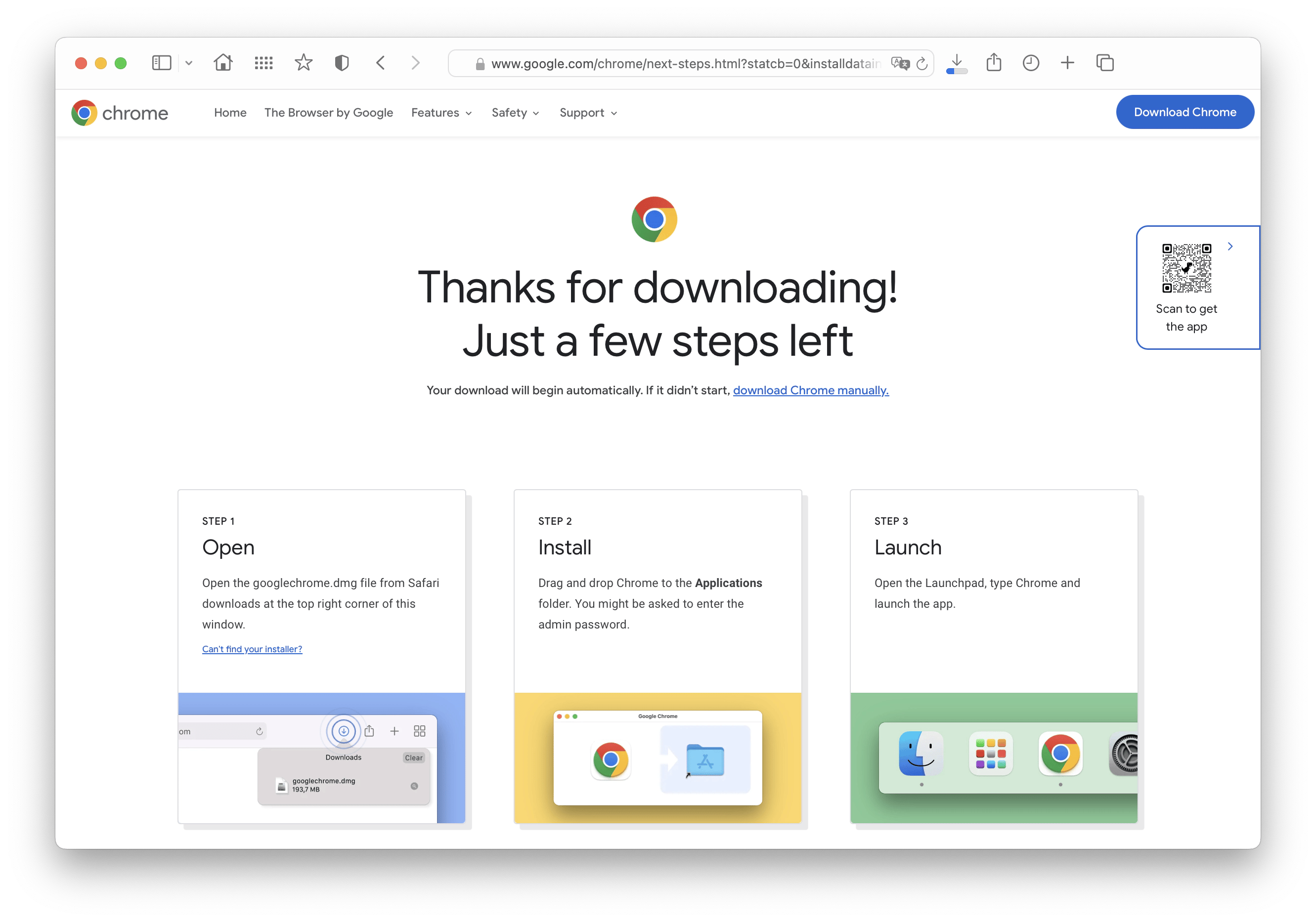 Download Chrome manually