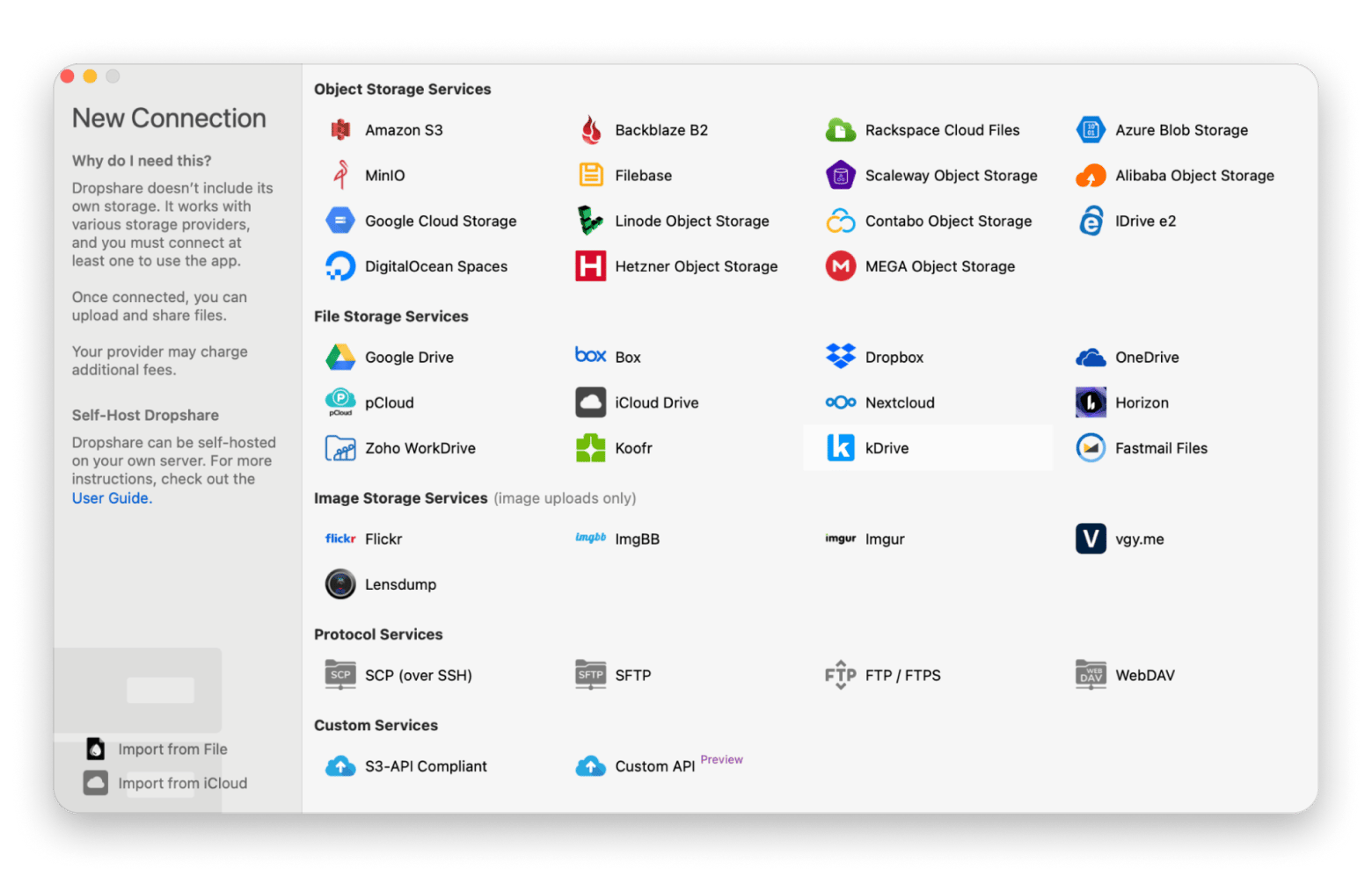 Sharing a file via the menu bar in Dropshare, a file-sharing utility available on Setapp