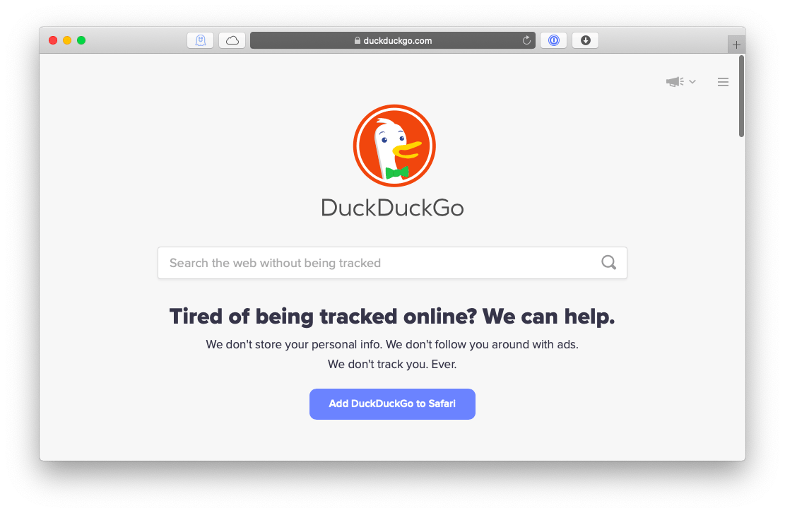 Duckduckgo, a private browser