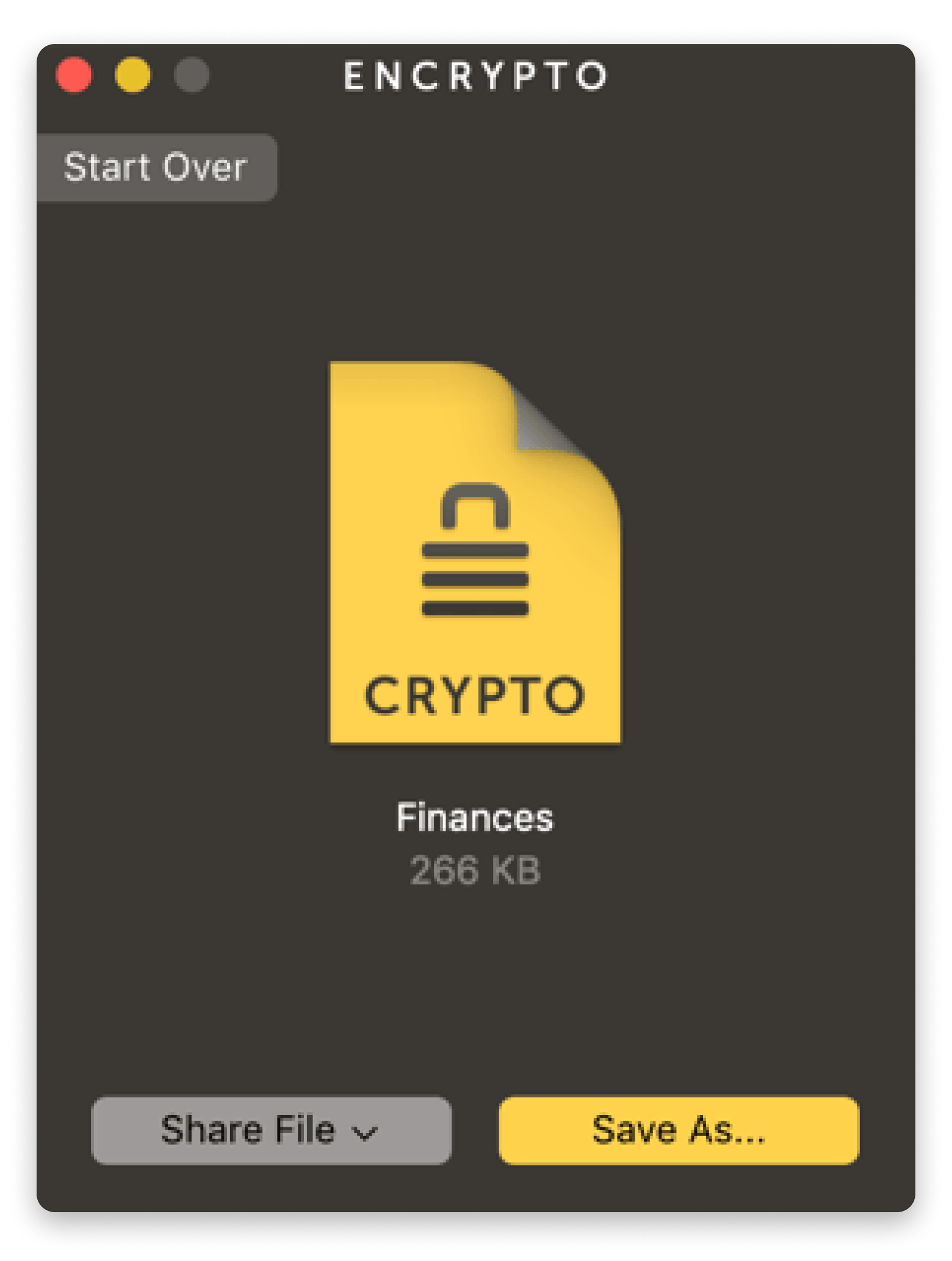 Adding a file password via Encrypto, a security tool available on Mac