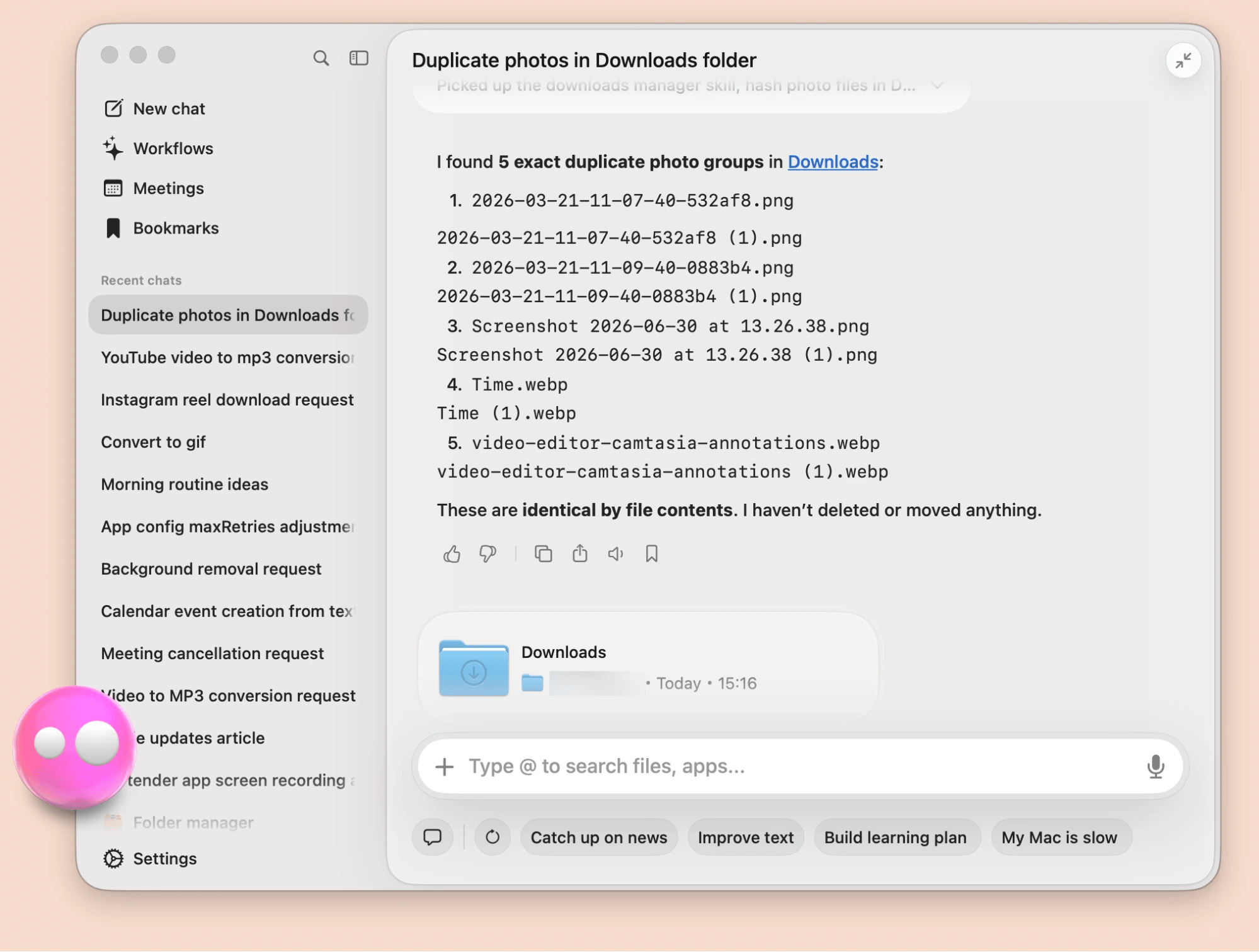 Eney, AI assistant for Mac, finds duplicate files on Mac