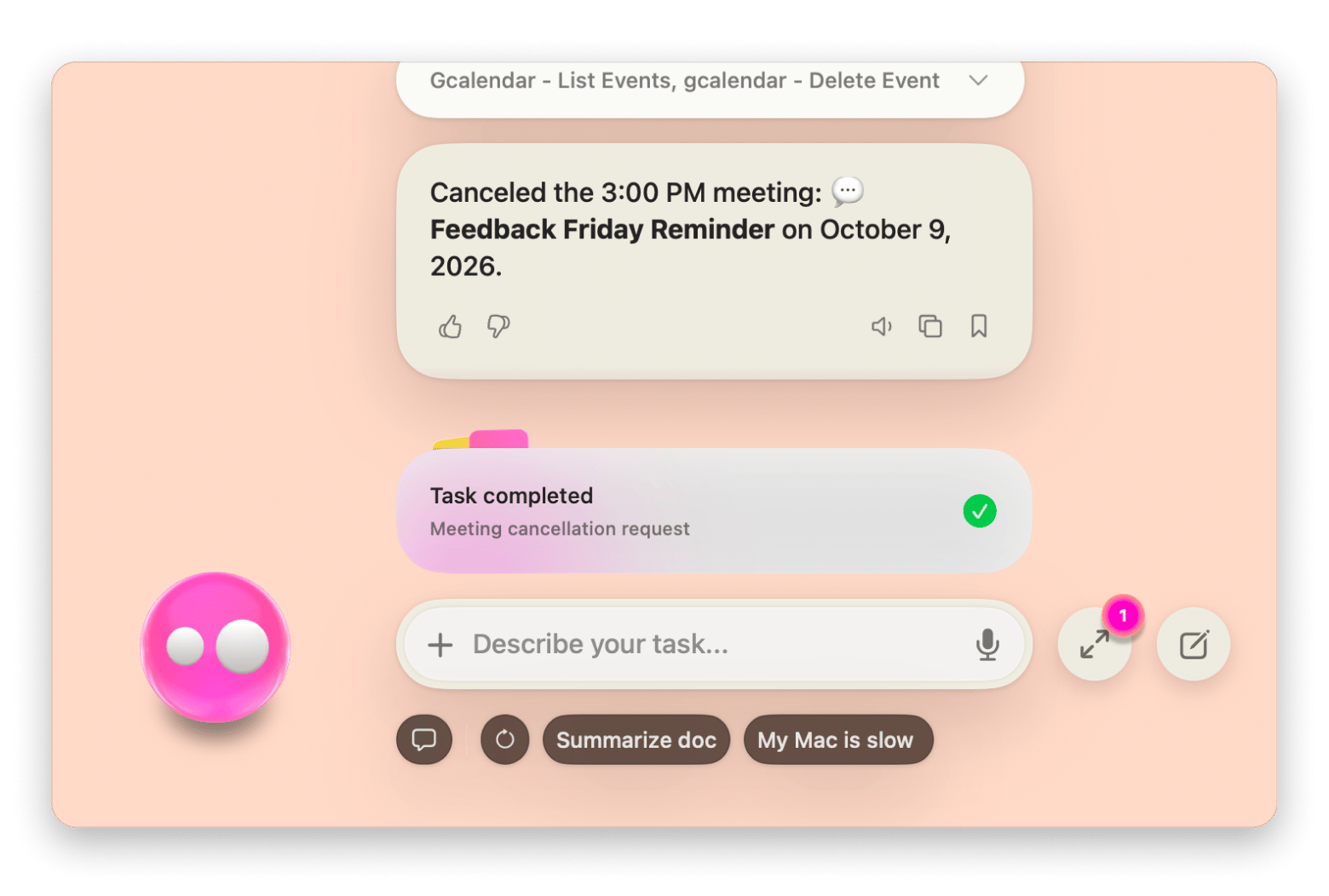 Eney scheduling a call in a connected calendar, a Mac AI assistant that is available on Setapp