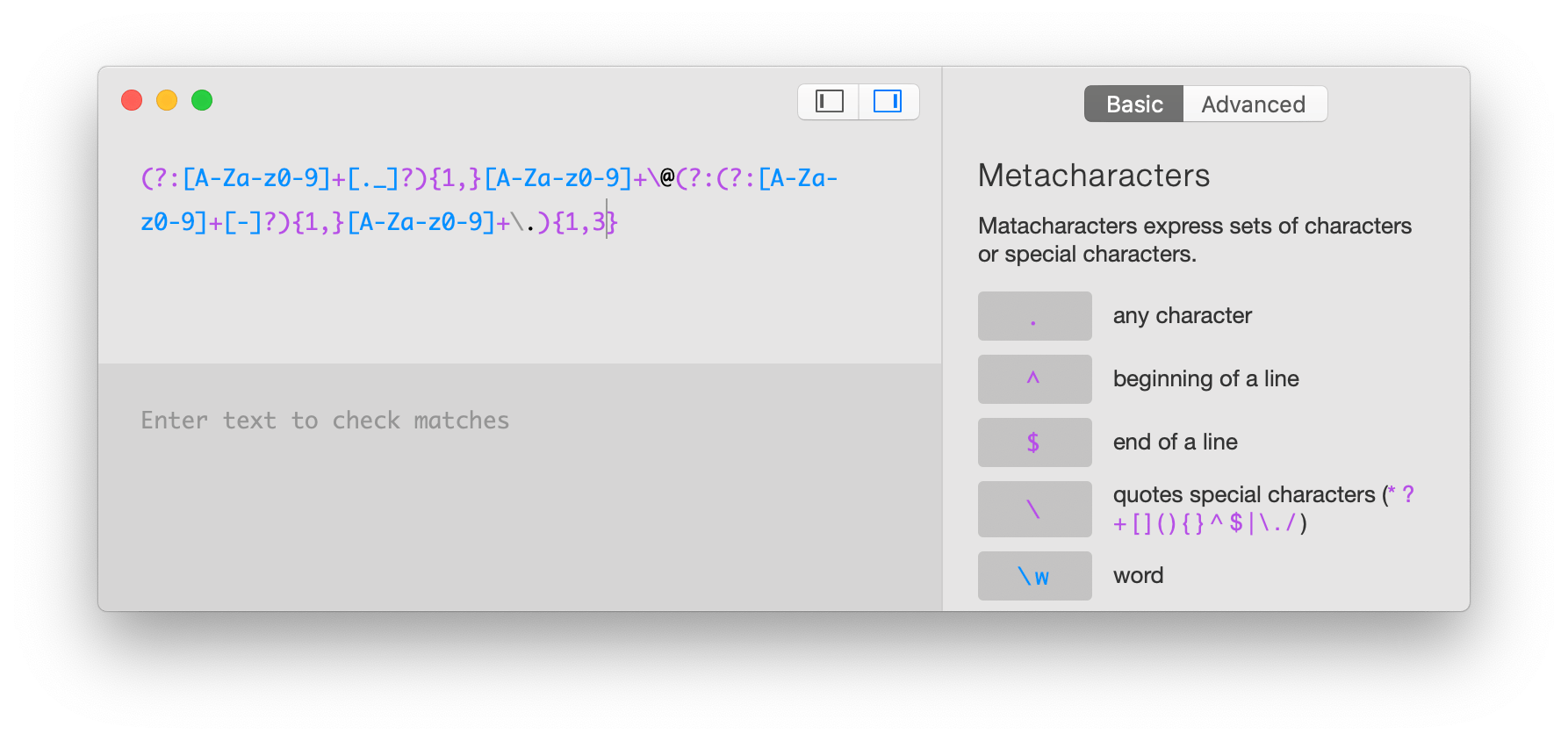 Expressions, regex app