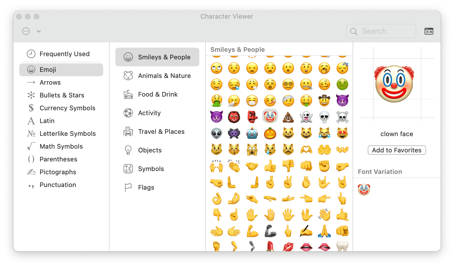 favorite emoji character viewer