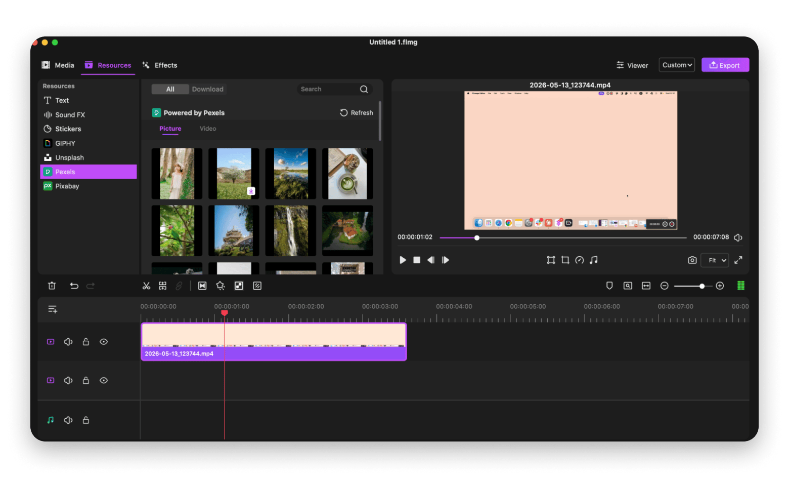 The editing timeline in Filmage Editor, a video recording and editing app available on Setapp