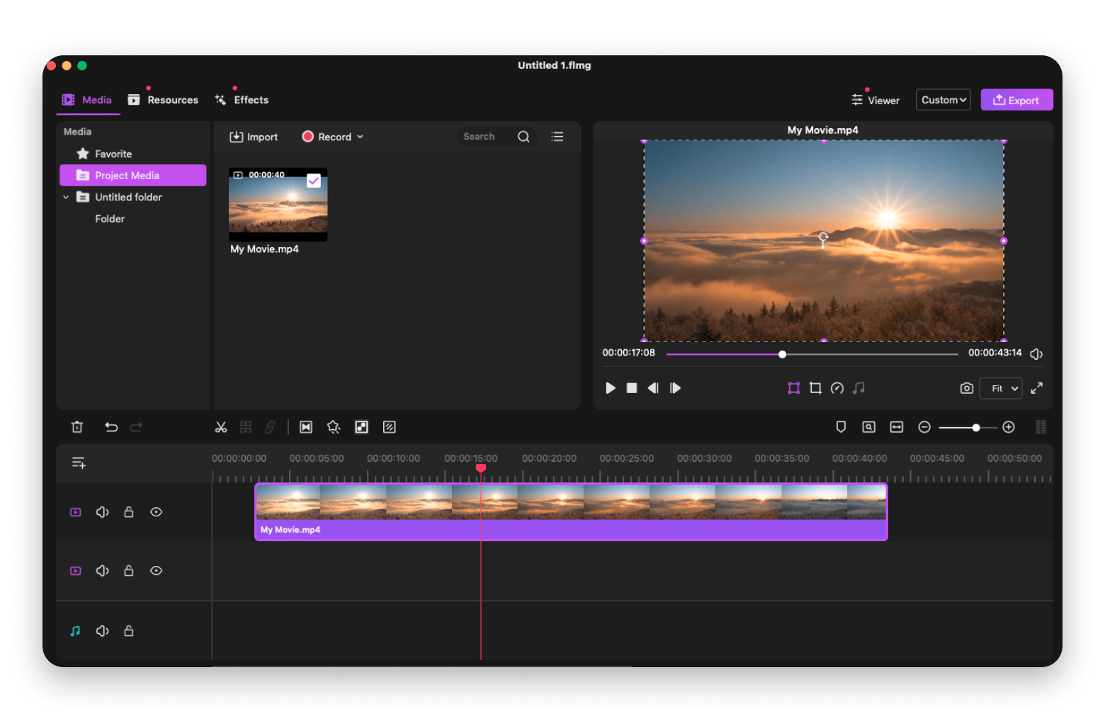 The interface of Filmage Editor, a video editing app that's available on Setapp 