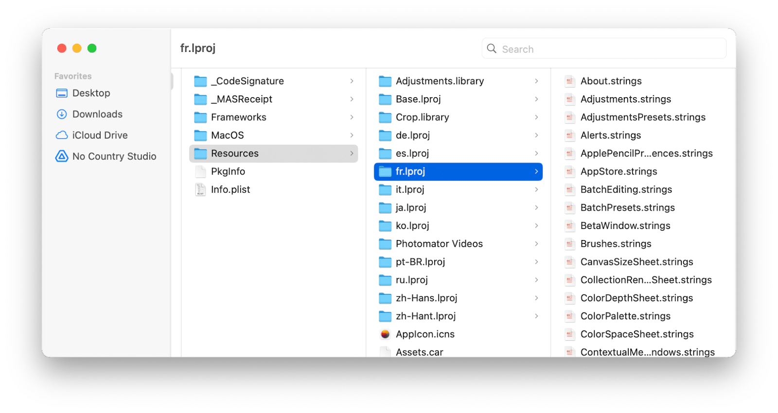 delete unused languages manually