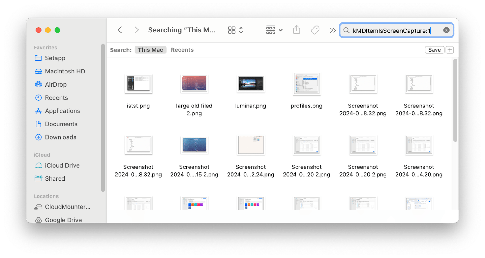 finder find all screenshots