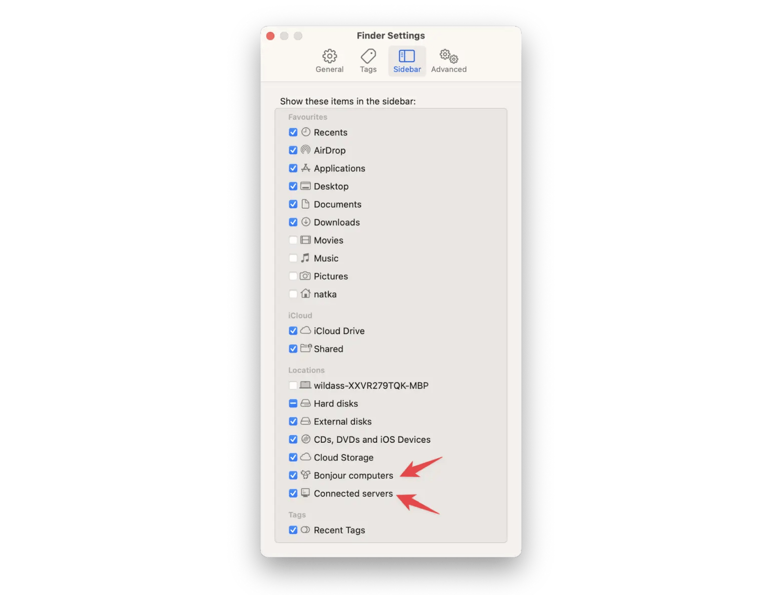 File Sharing settings