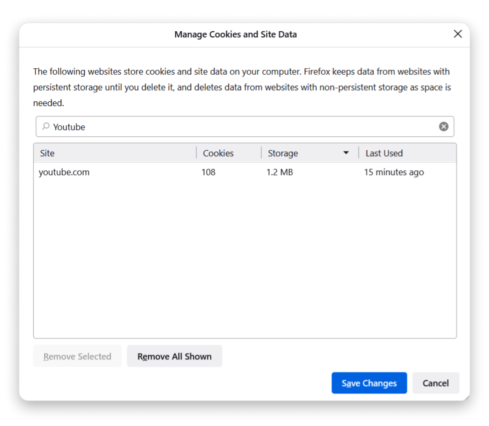 Firefox cookie manager youtube