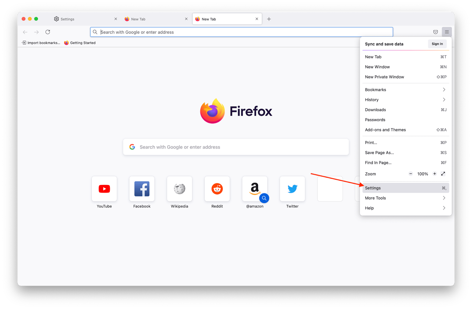 firefox settings mac