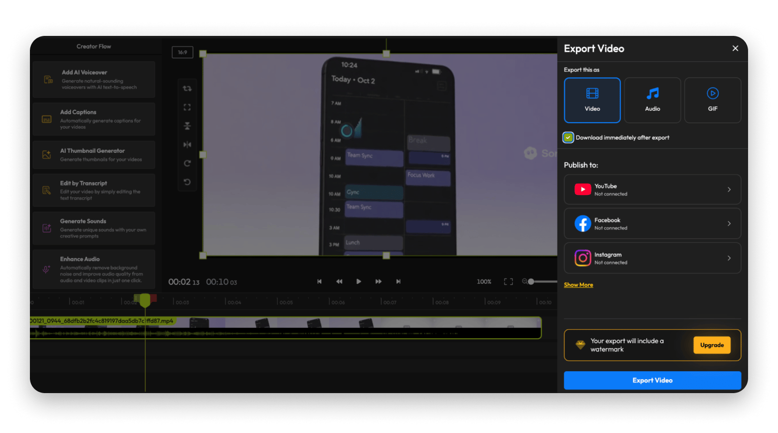Flixier video converting