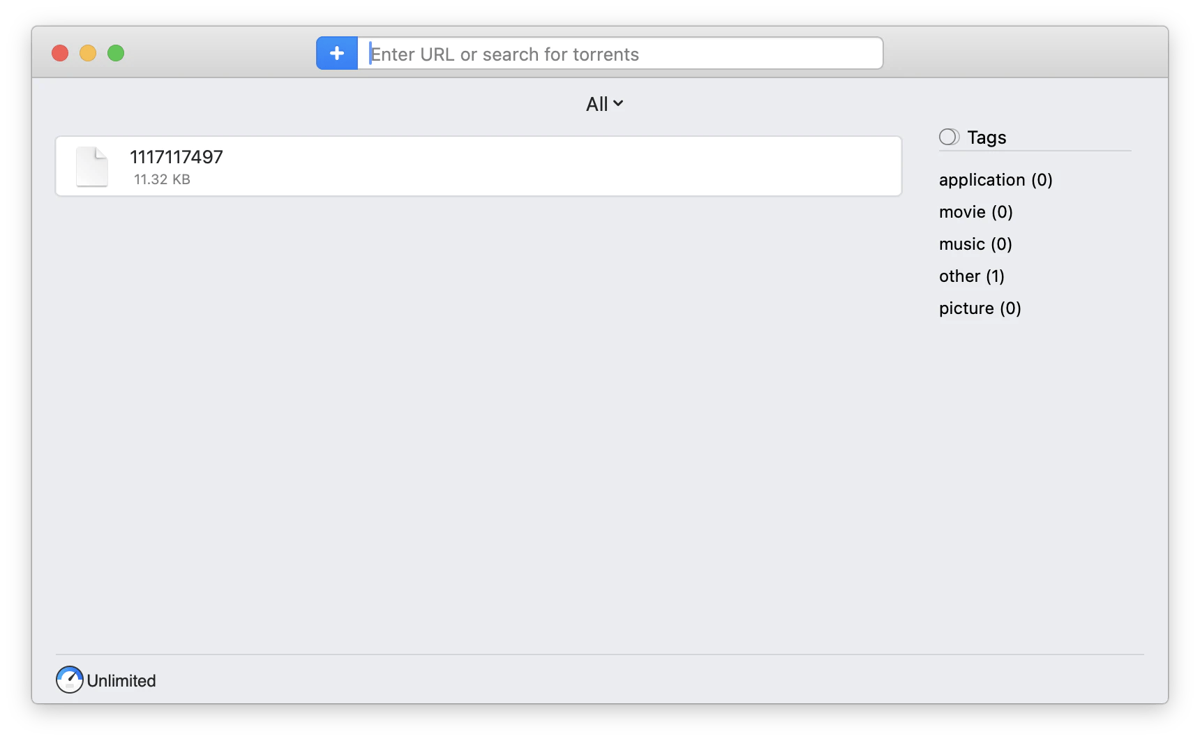The search bar of Folx, a download manager for Mac that's available on Setapp