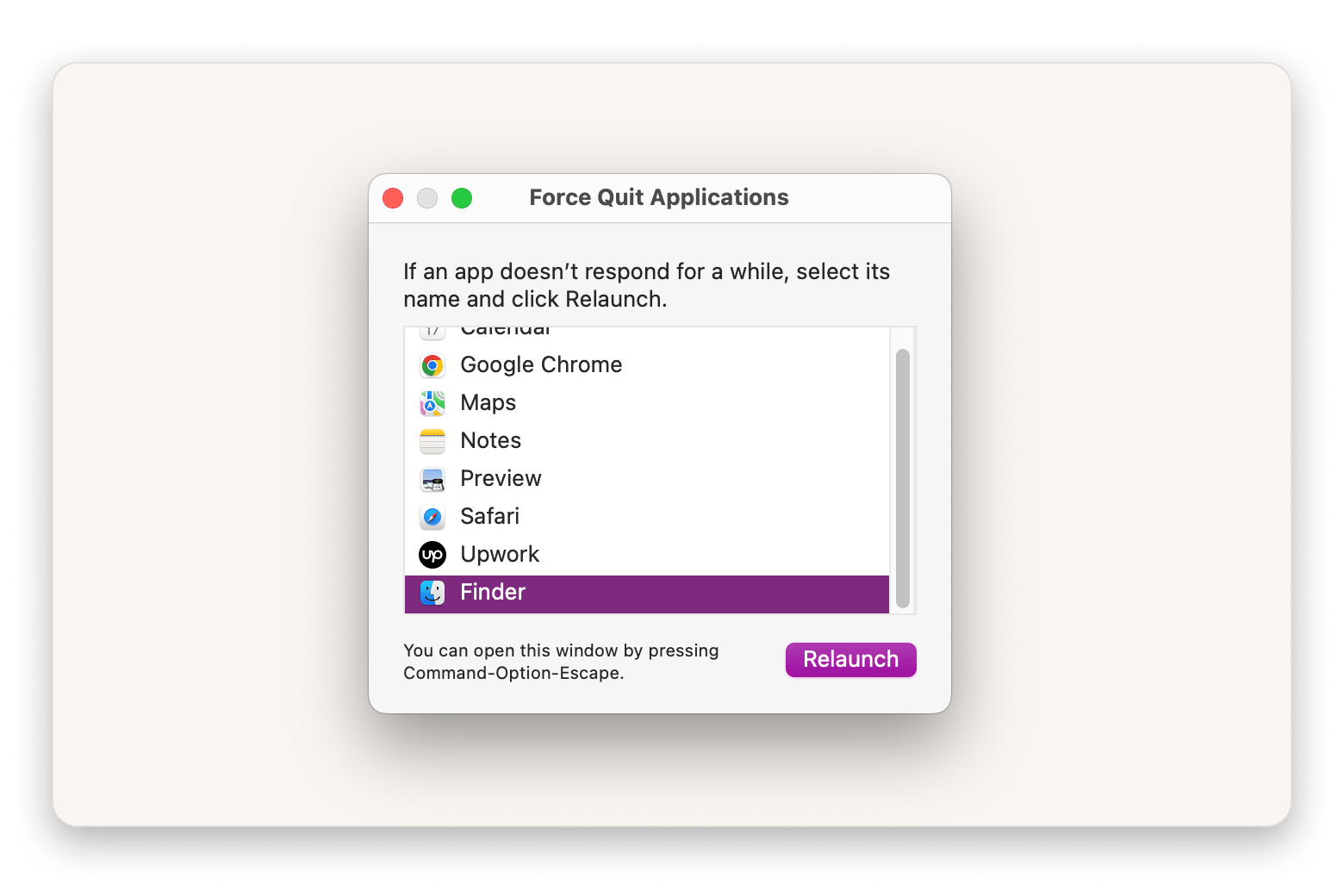 force quit in finder