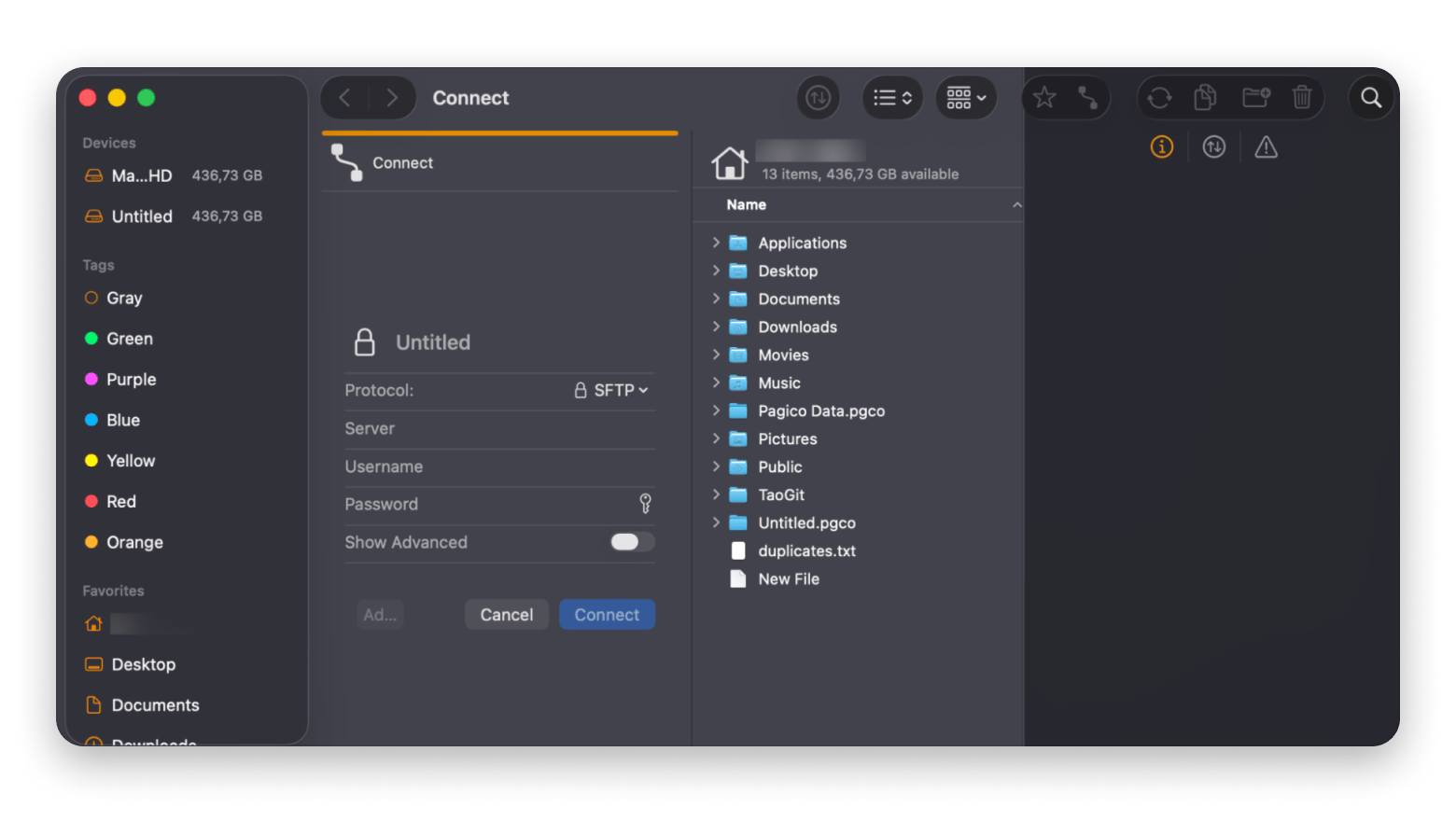 The dual-pane file manager interface in ForkLift, a file management app available on Setapp