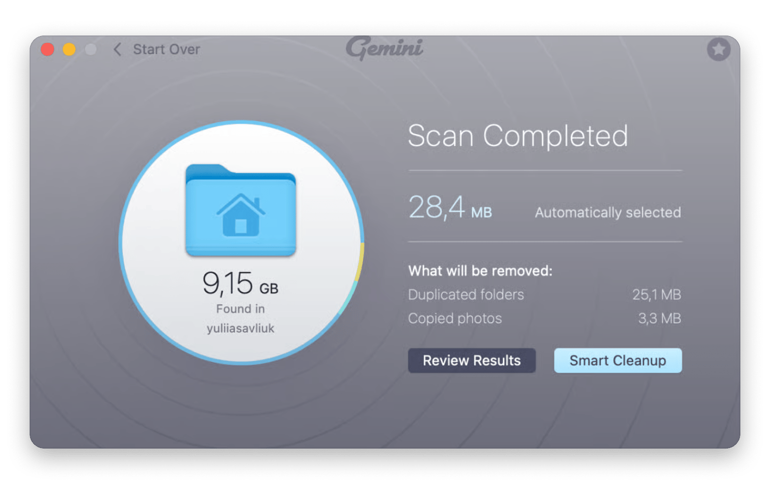 The duplicate scanner in Gemini, a file cleaner app available on Setapp