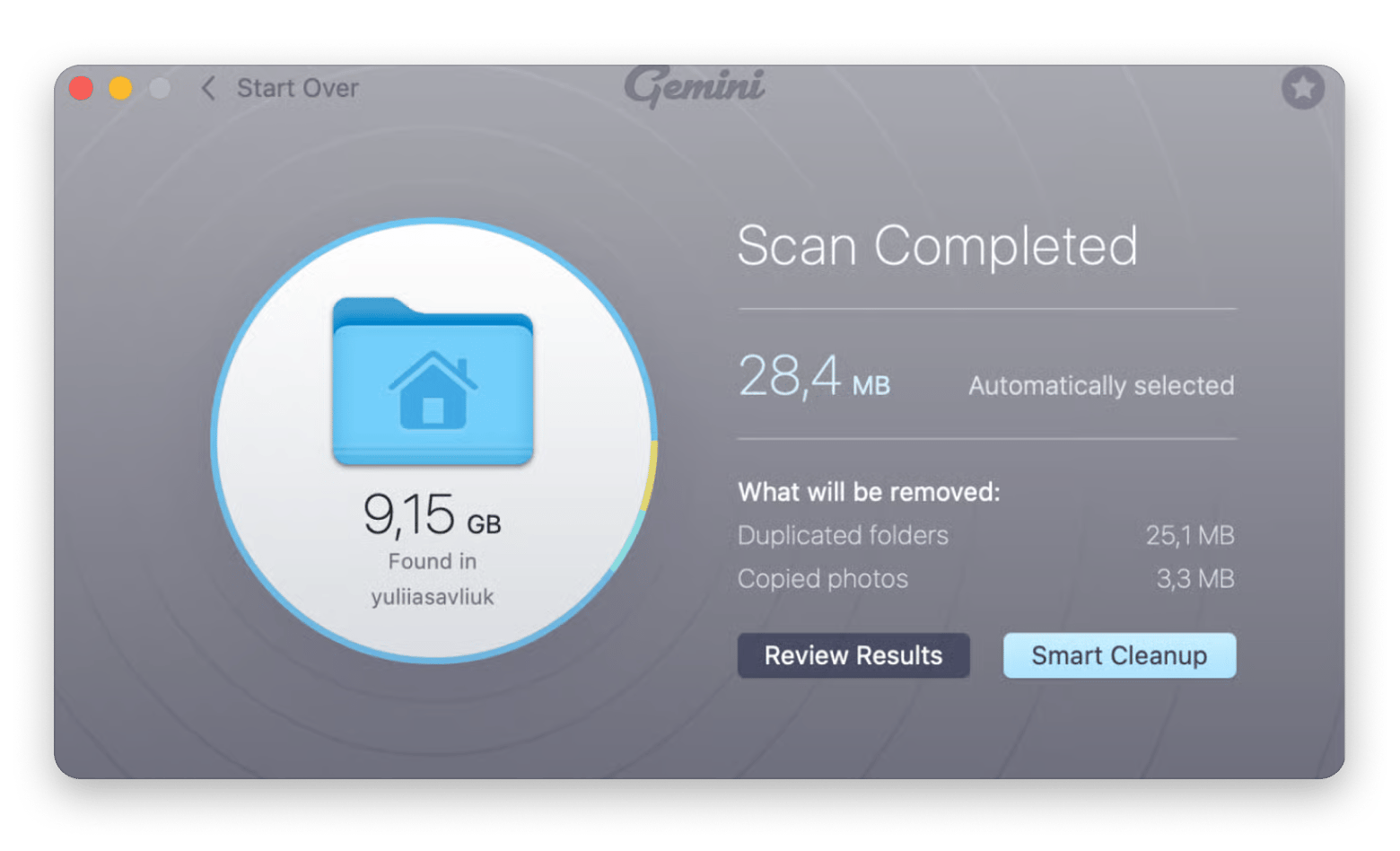 The duplicate scanner in Gemini, a file cleaner app available on Setapp