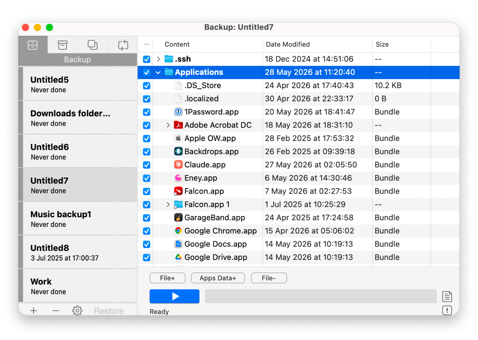 Interface do Get Backup Pro, app de backup para Mac disponível no Setapp