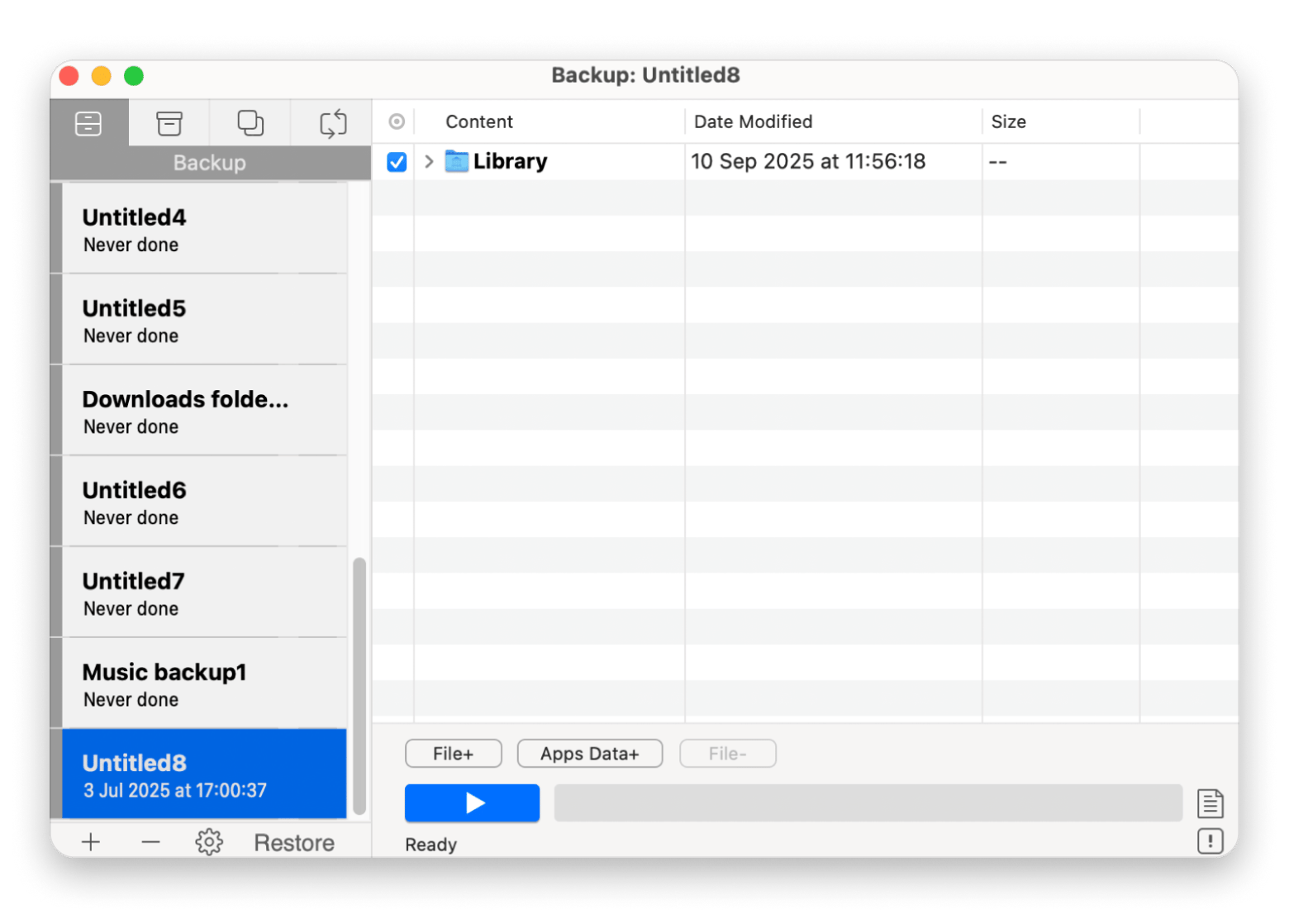 Get Backup Pro ejecutando una copia de seguridad en Mac, disponible en Setapp
