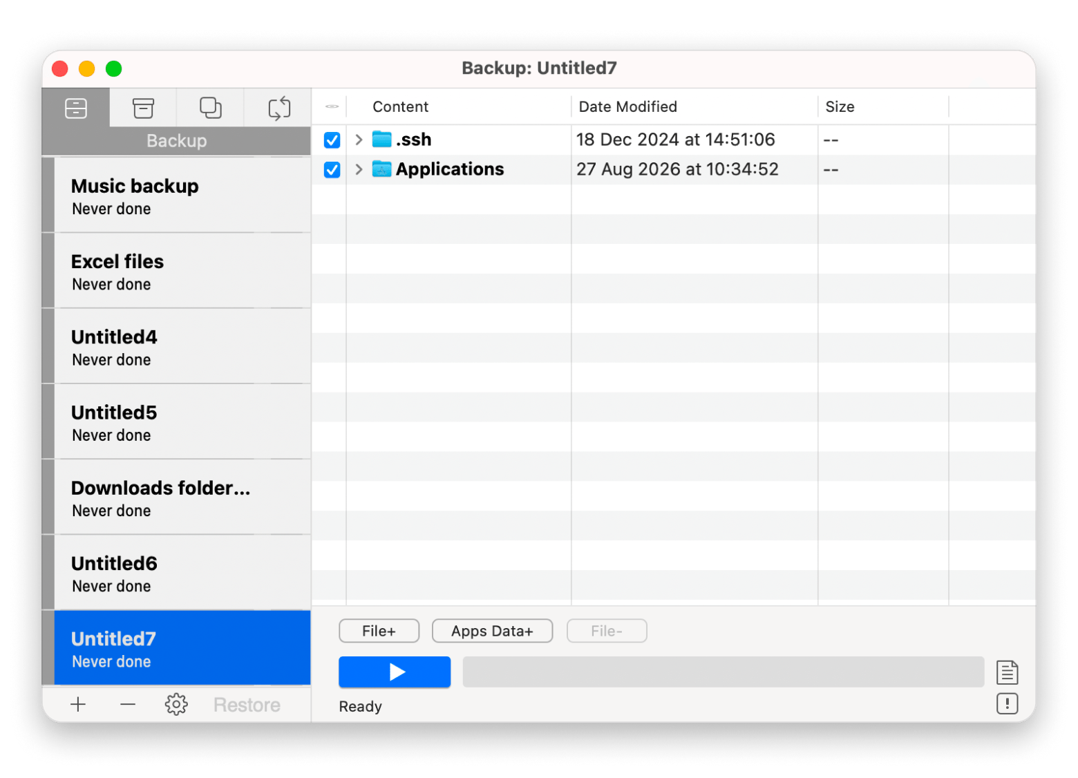 Backing up selected folders in Get Backup Pro, a backup app available on Setapp