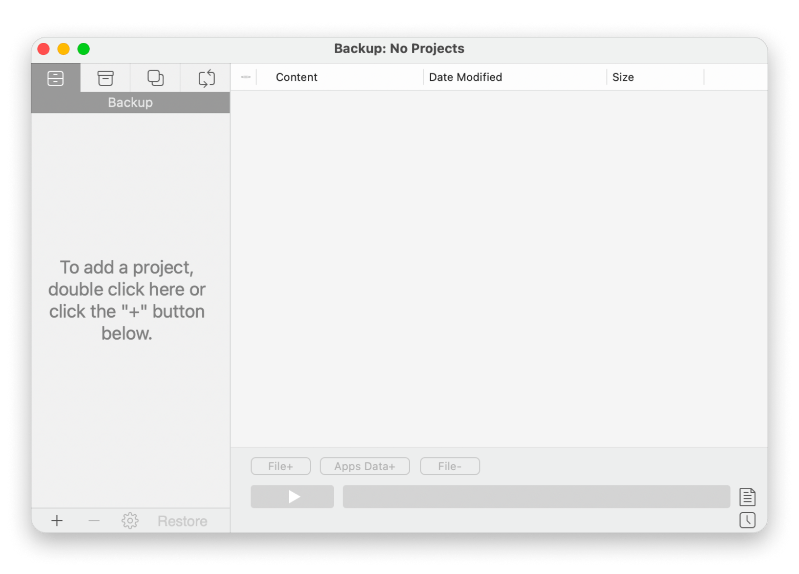 The backup interface of Get Backup Pro, a backup app available on Setapp