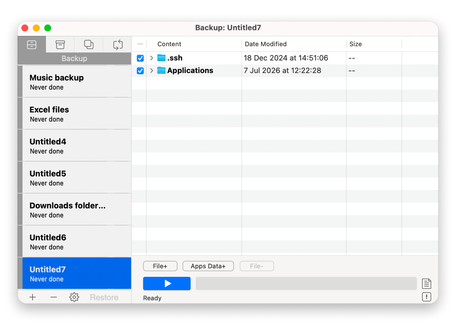 Interface de Get Backup Pro montrant la configuration d'une sauvegarde automatique du dossier Photos sur Mac, disponible sur Setapp