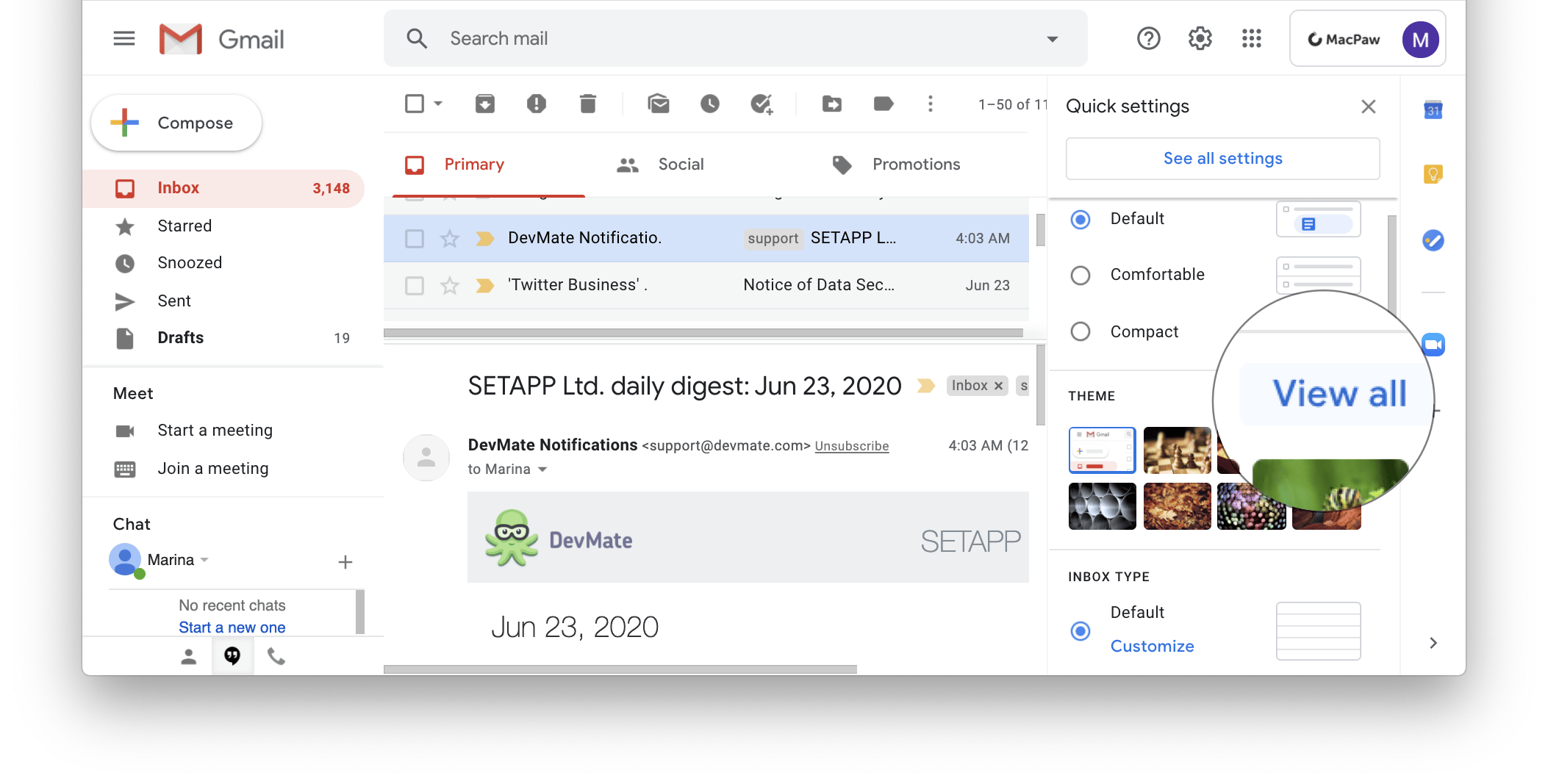 Gmail themes