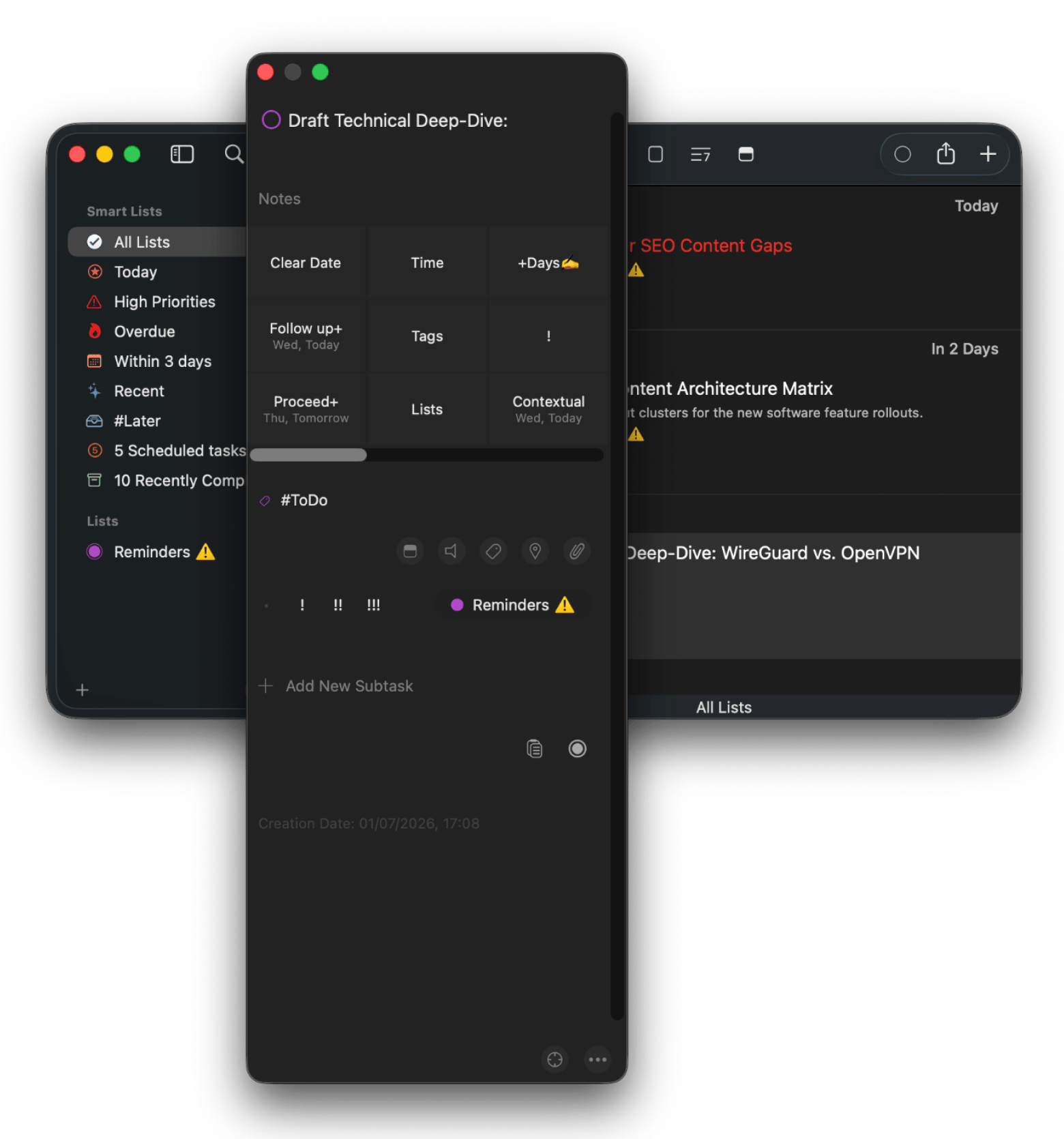 The task interface of GoodTask, a task management app available on Setapp.