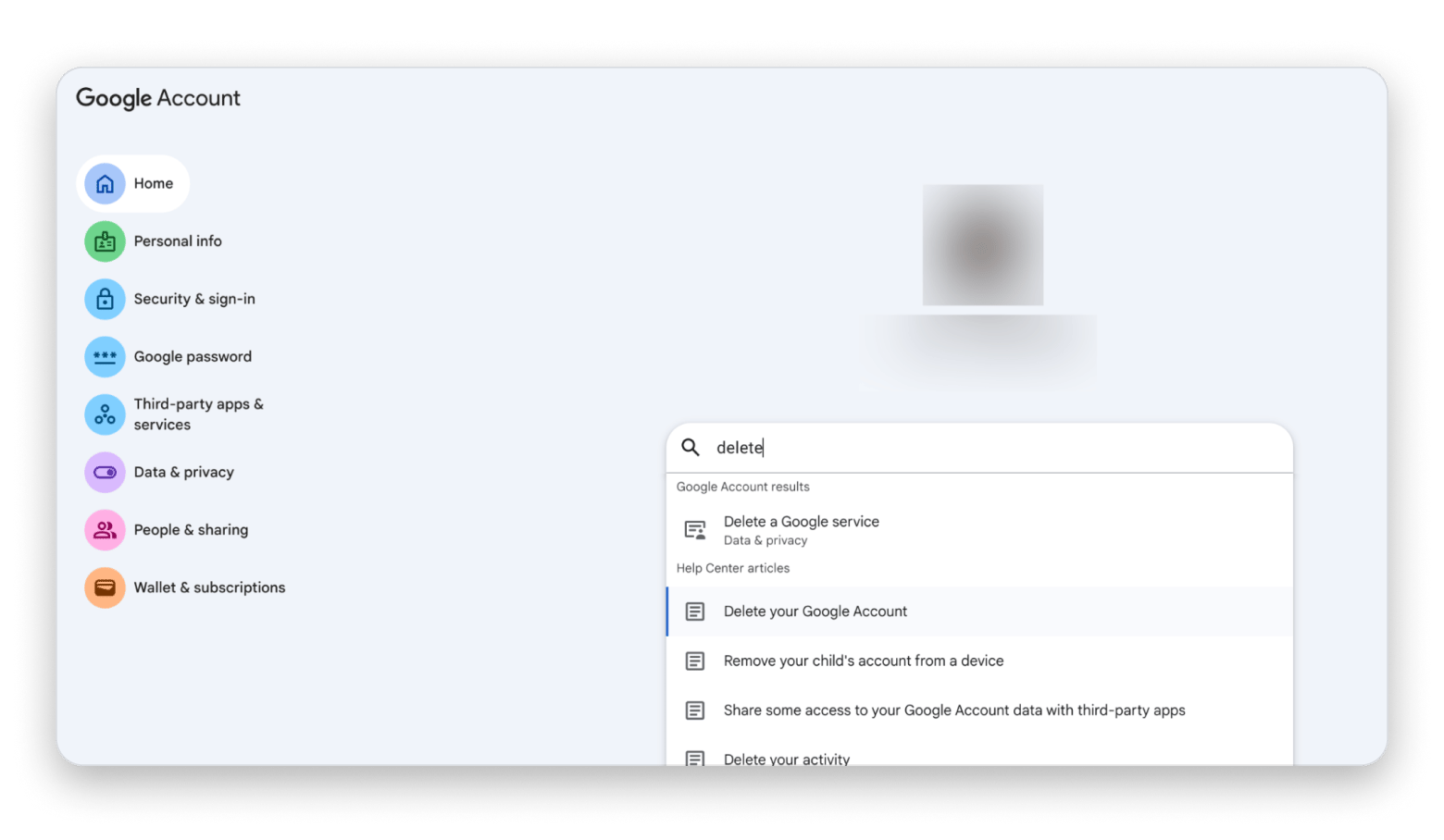 Google delete account
