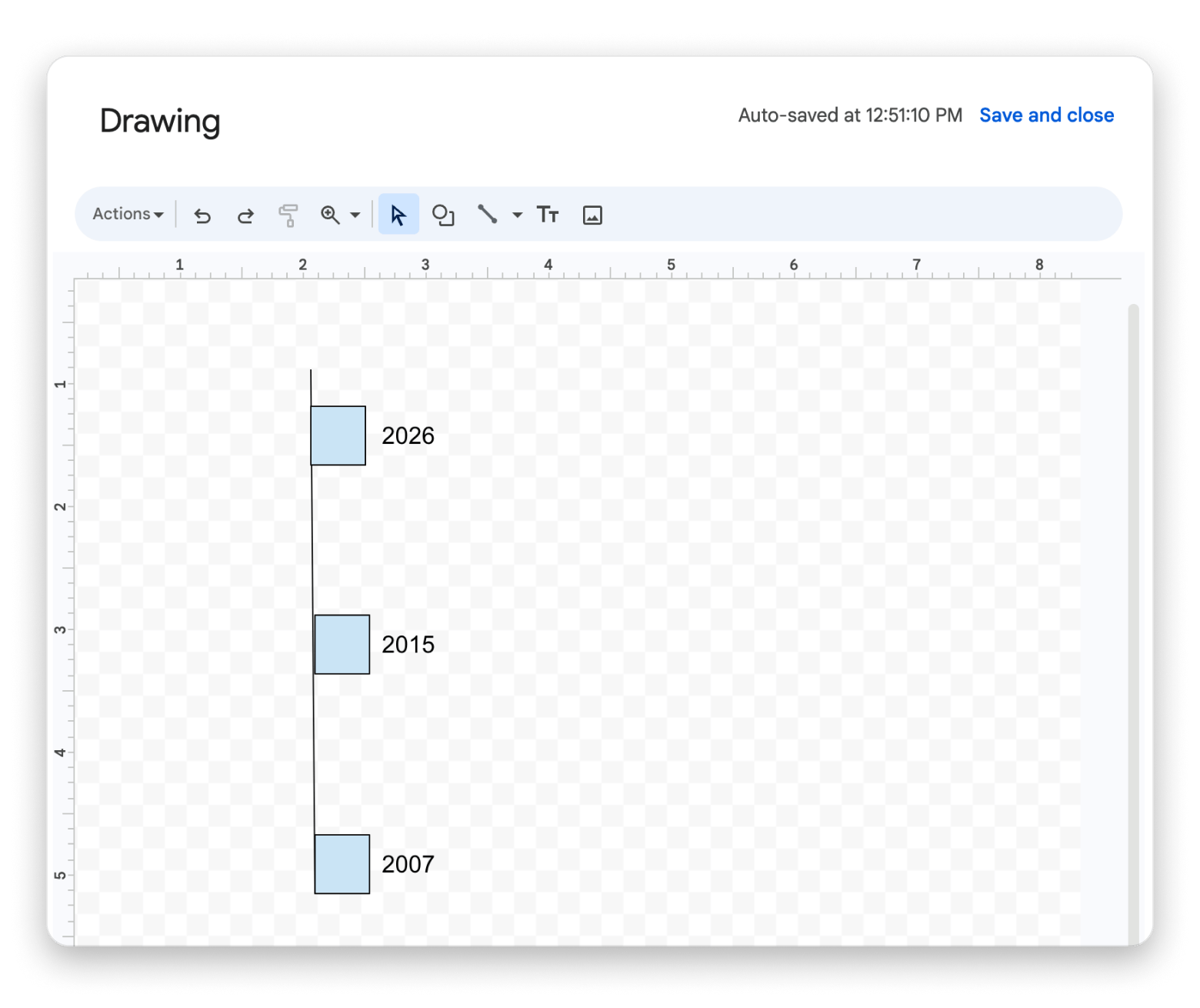 Google Doc timeline drawing