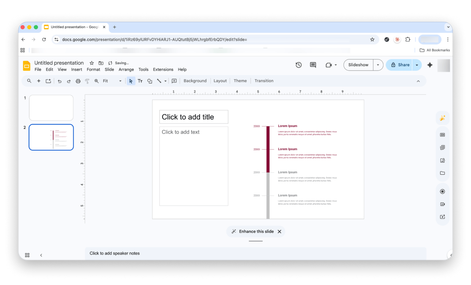 Google slides timeline creation