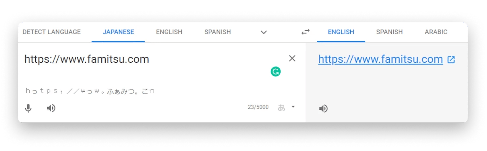 google website translation