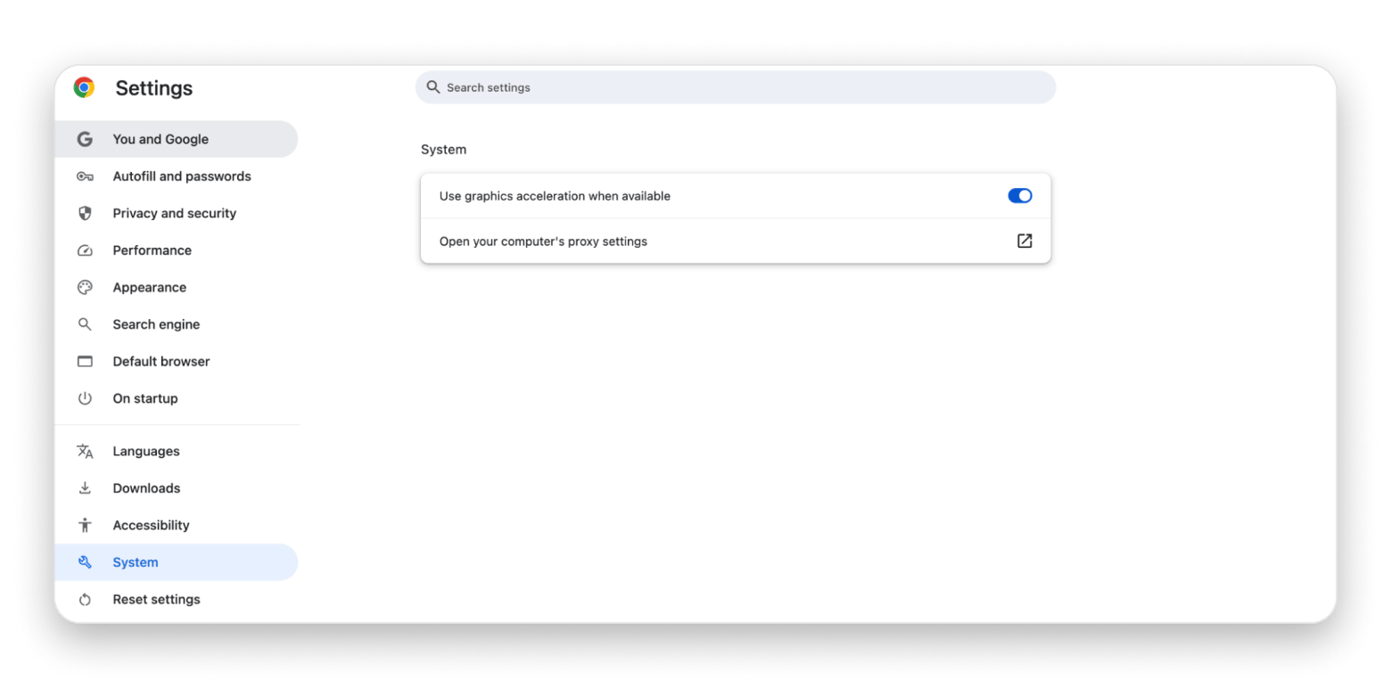 Graphics acceleration chrome