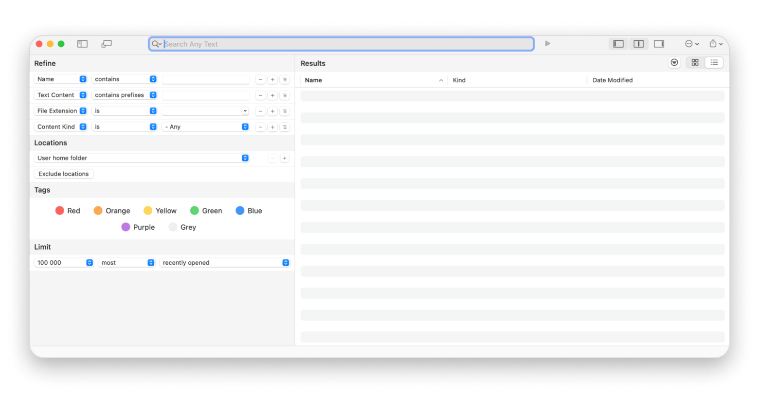 The search interface of HoudahSpot, a file search app for Mac available on Setapp