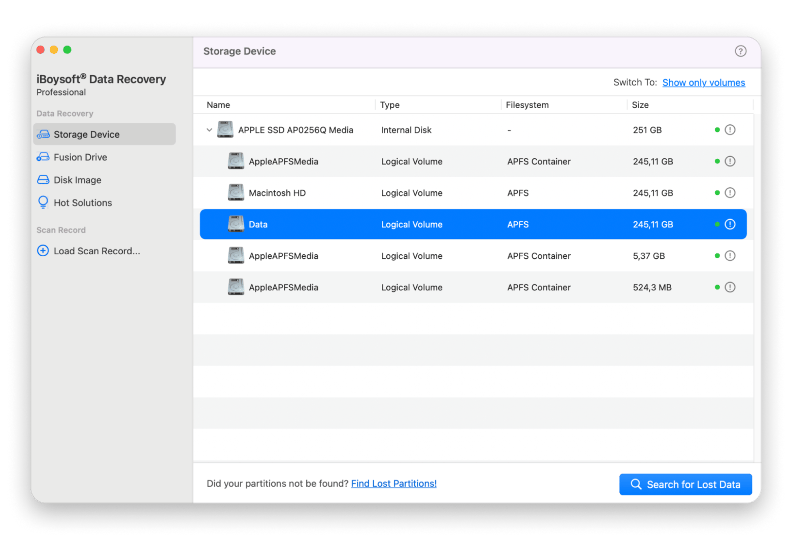 The interface of iBoysoft Data Recovery, a recovery tool that's available on Setapp 