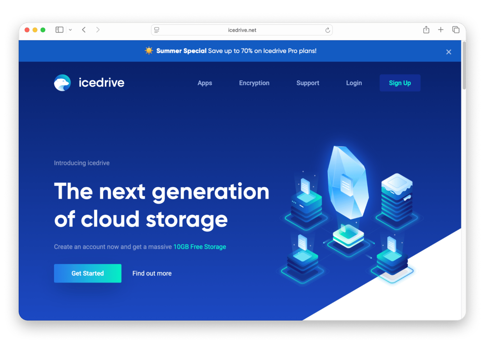 IceDrive virtual drive website