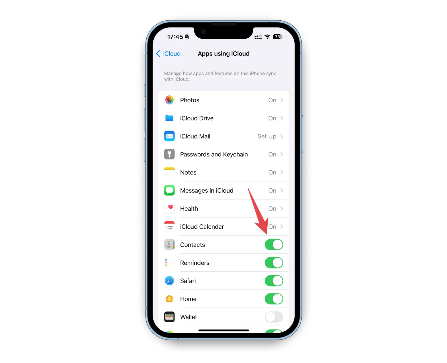 Sync iCloud contacts with iPhone