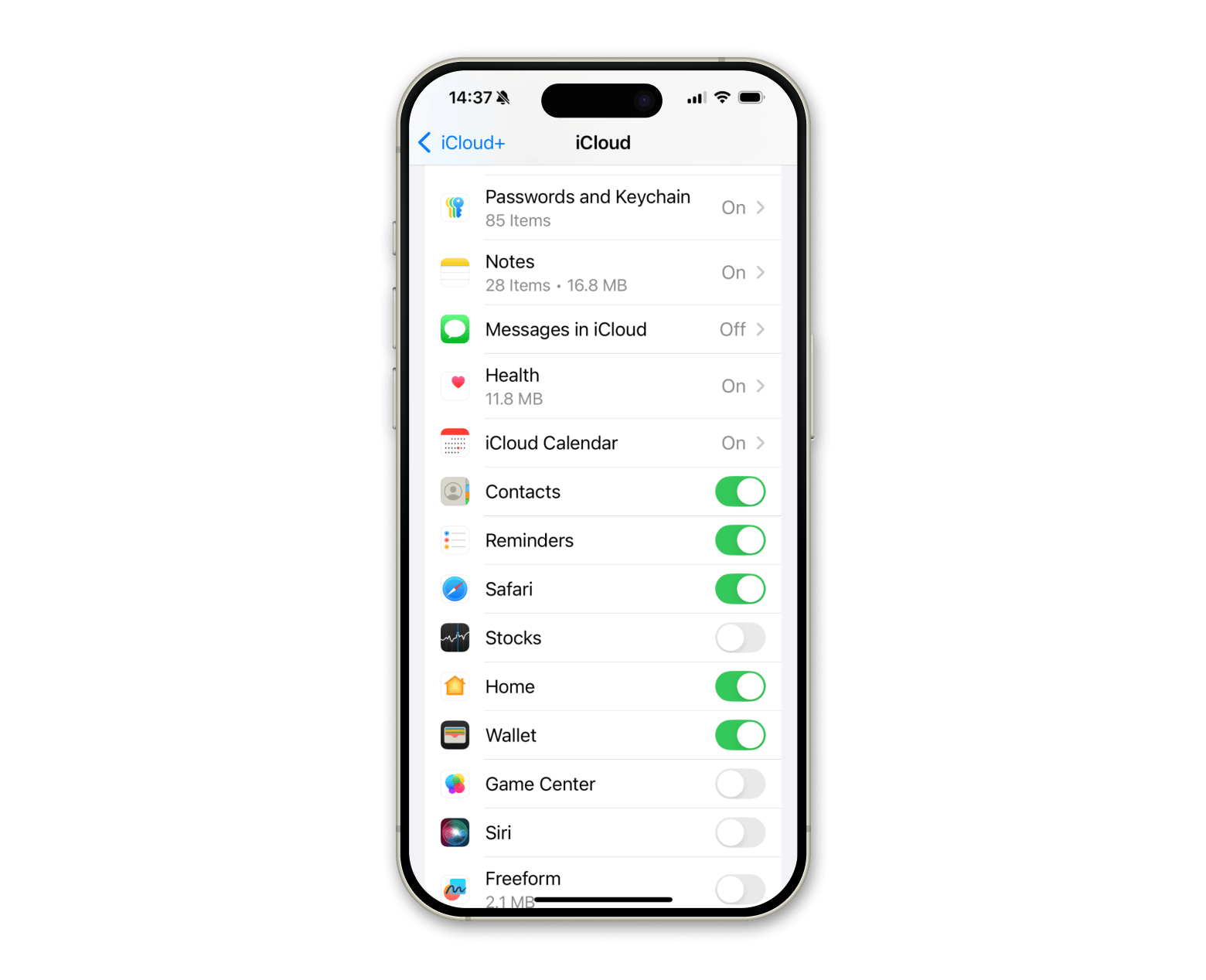 iCloud turn on contacts on iPhone