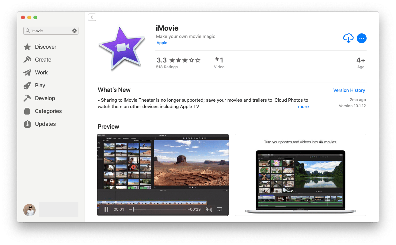 iMovie app store download