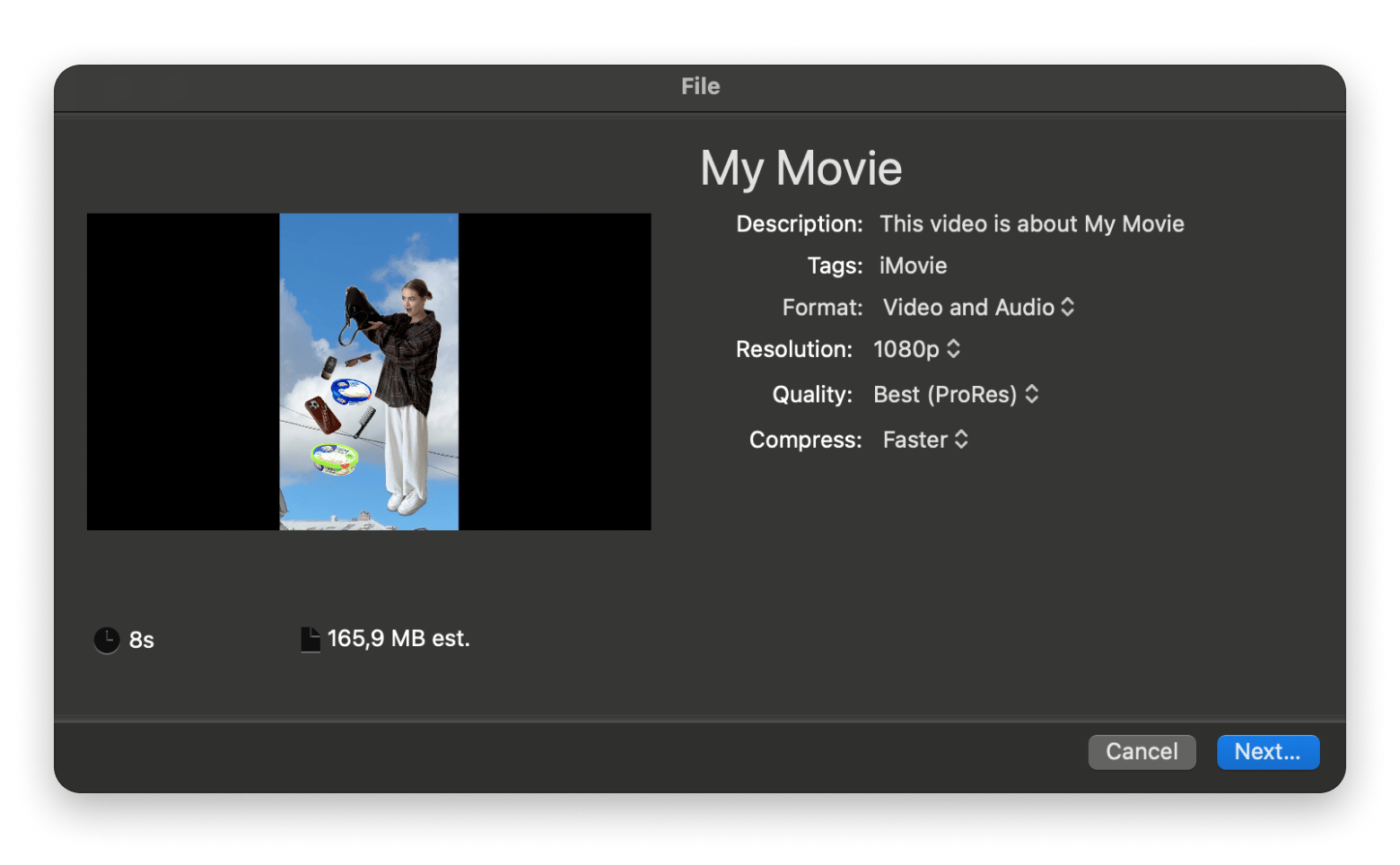 Converting video in iMovie