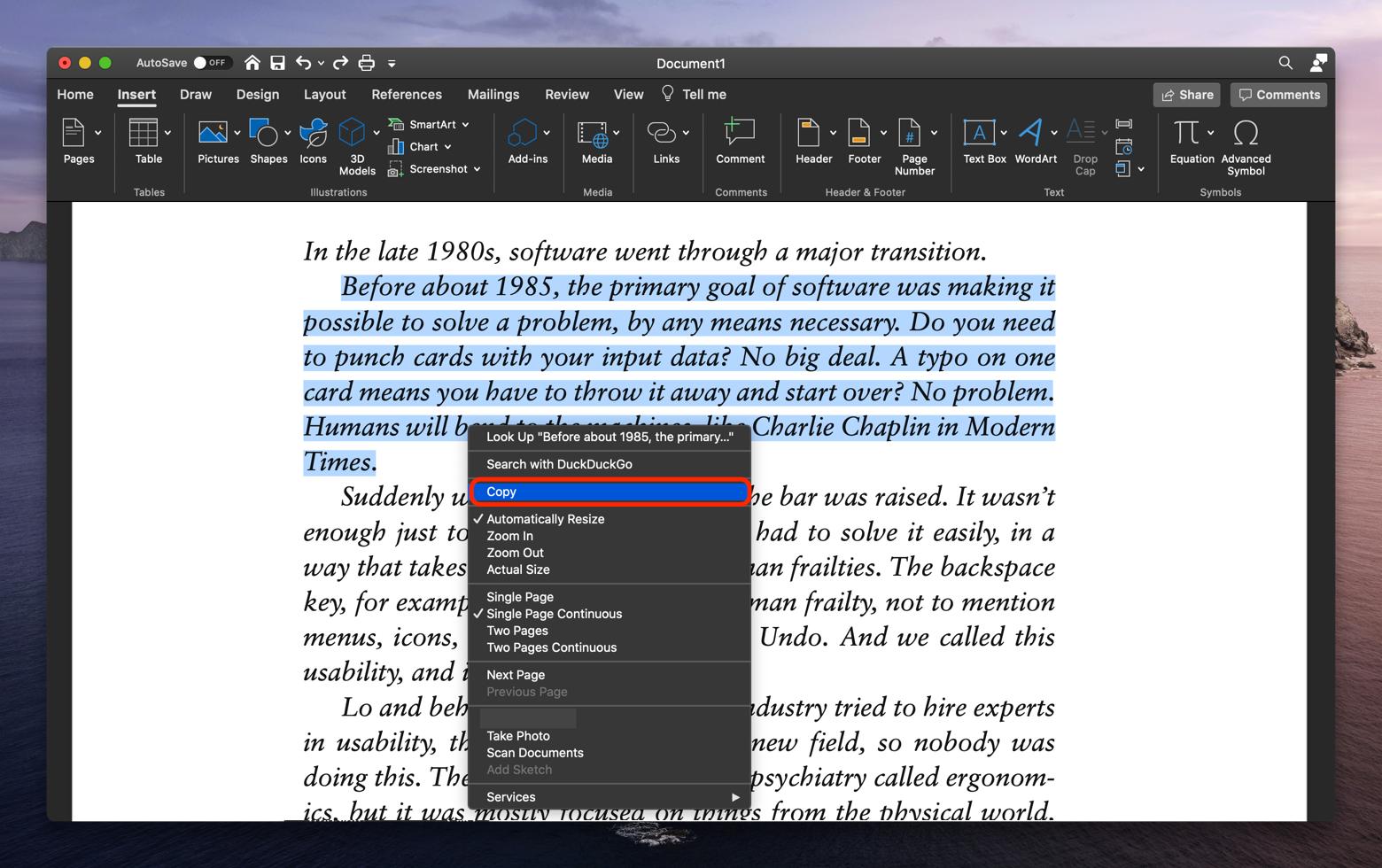 copy PDF into Word